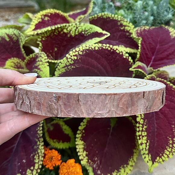 Wooden Crystal Grid Flower of Life for Altar Decor Accessories Sacred Geometry - Picture 2 of 8